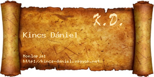Kincs Dániel névjegykártya